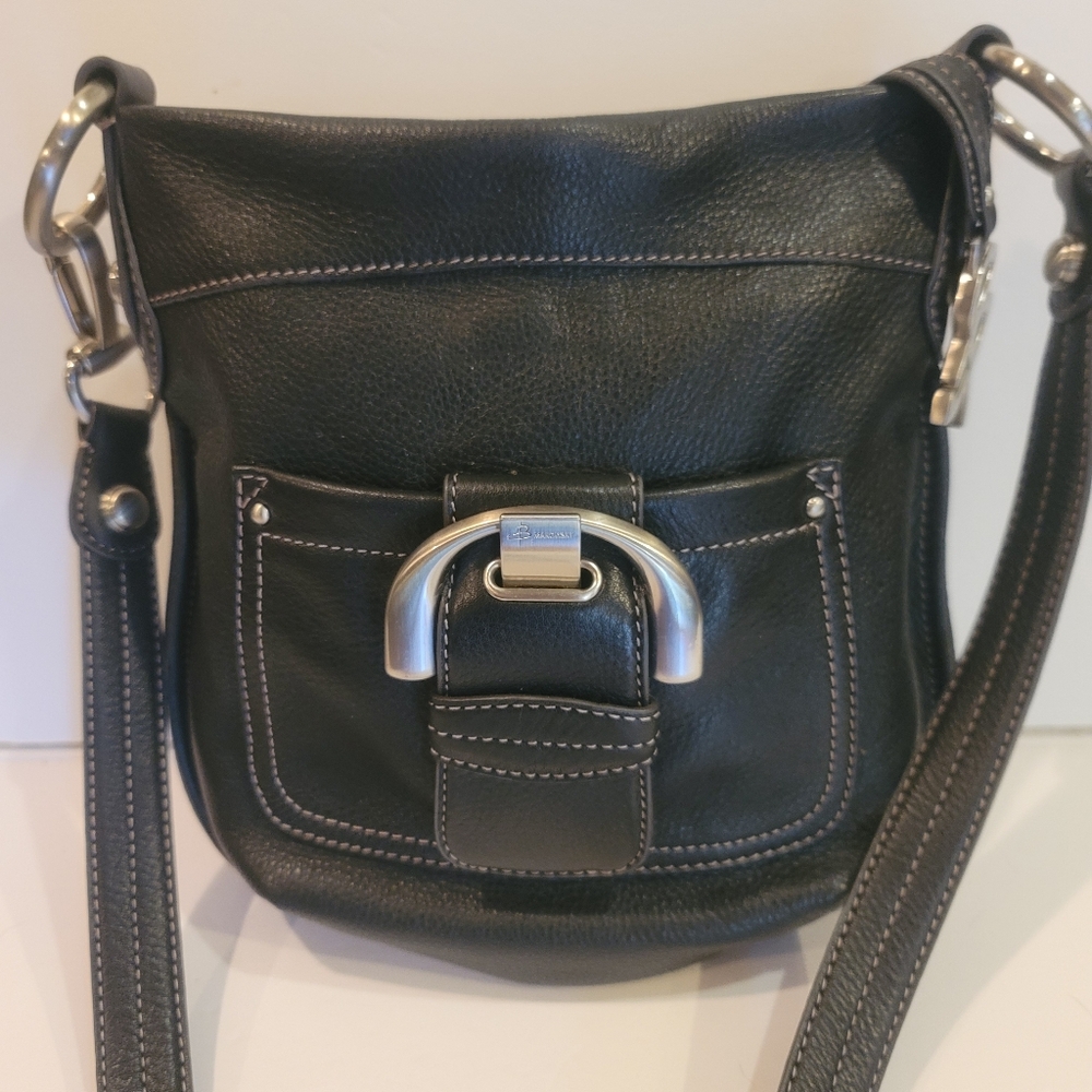 B. Makowsky Black Pebbled Leather Crossbody Bag